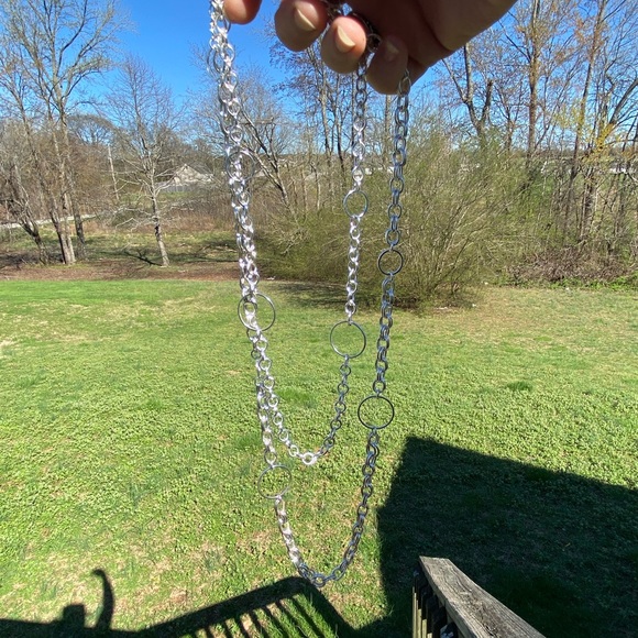 Chain link double strand shiny silver tone necklace - Picture 4 of 9